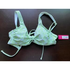 NWT Xhilaration Bikini Top Green and White Floral D/DD